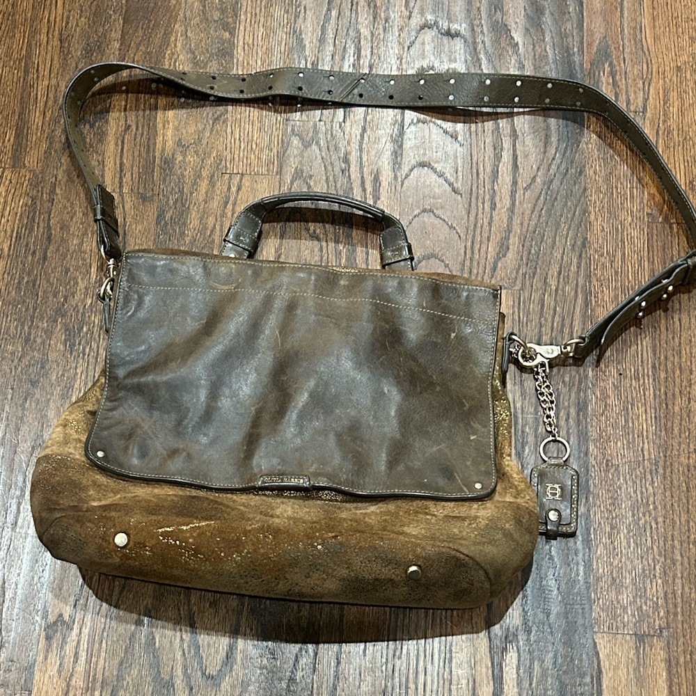 Olivia Harris Large Leather Messenger Crossbody Bag Purse